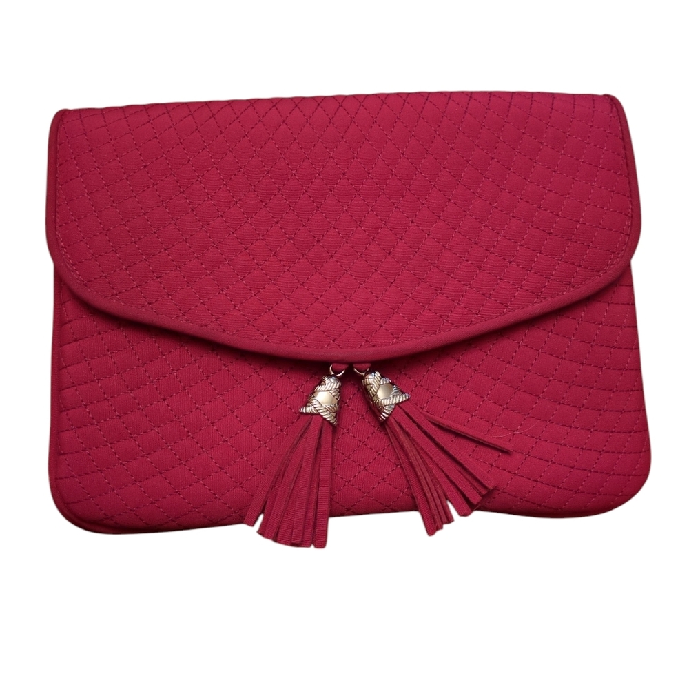 Worthington dark red Quilted Clutch/Crossbody with Tassle Accent